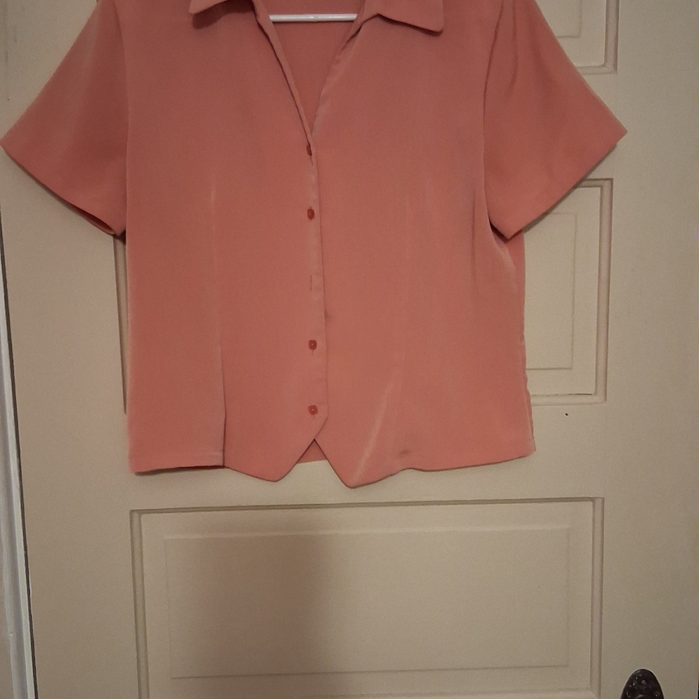 Laura Scott Coral Button Down Shirt